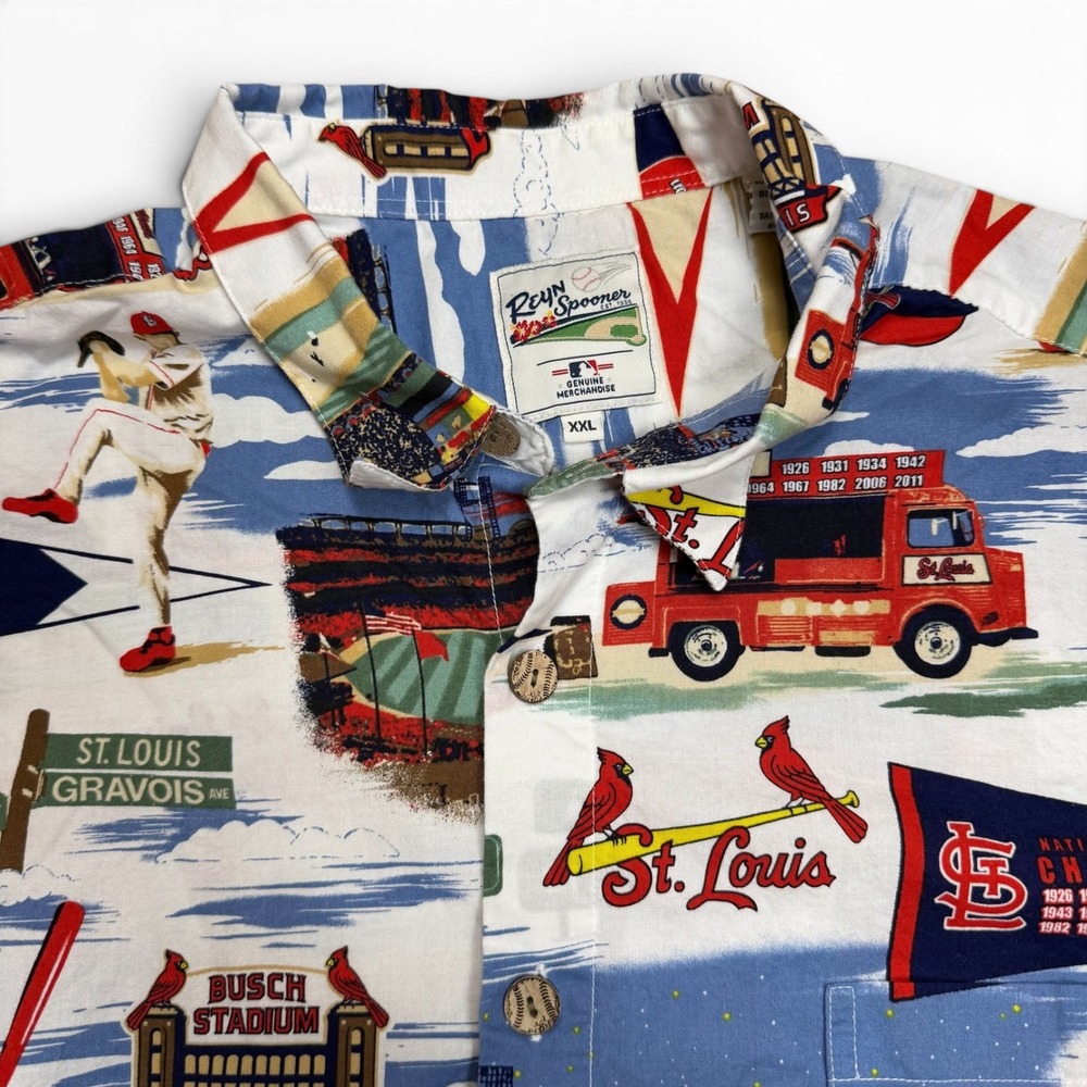 Reyn Spooner MLB St. Louis Cardinals Scenic Print Shirt Mens XXL Busch Stadium